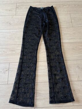 I.AM.GIA Black Mesh Flared Pants